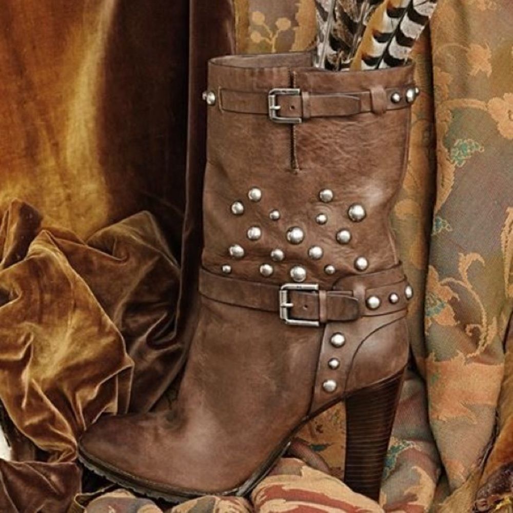 Ralph Lauren Collection Brown Calf Studded “Maísa” Boot